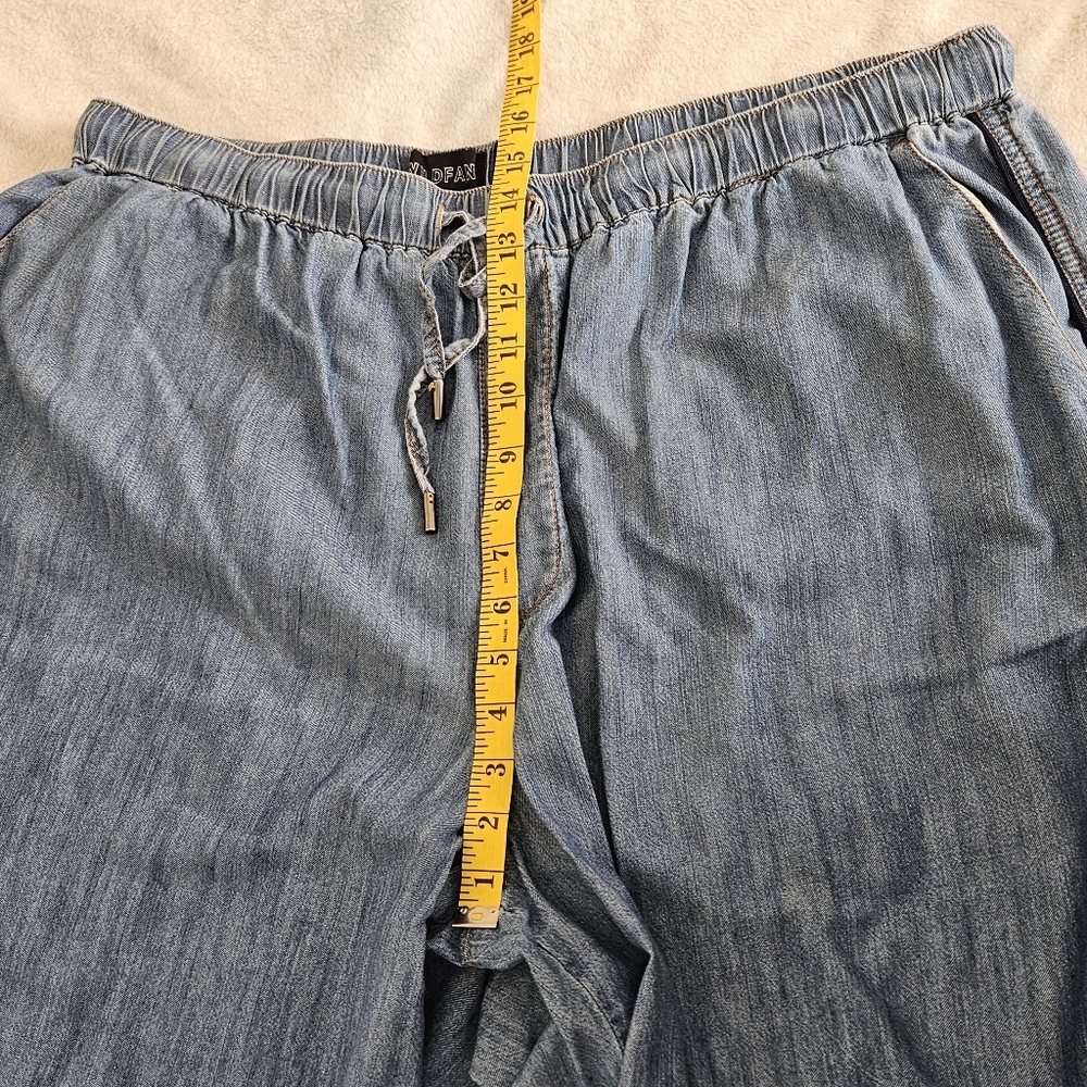 WILDFANG Essential Loose Leg Tencel Blend Culotte Wide Leg Pants Chambray 1X - Picture 11 of 15